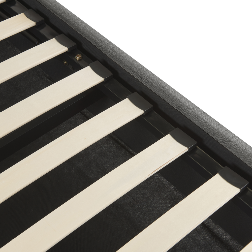 Letto a doghe ottomana imbottita in tessuto di poliestere grigio contenitore 140 cm 6 doppia dimensione design moderno