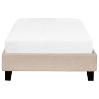 Letto singolo 90 x 200 in tessuto beige con rete a doghe senza testiera