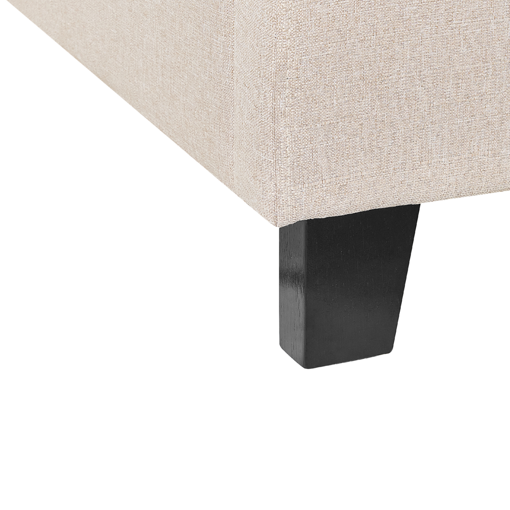 Letto singolo 90 x 200 in tessuto beige con rete a doghe senza testiera