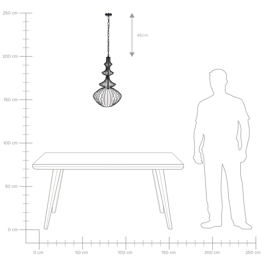 Lampada a Sospensione a Soffitto in Metallo Nero Open Cage Shade Industrial Glamour