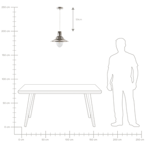 Lampada a Sospensione da Soffitto Paralume in Metallo Argento Lampadina Nuda Industriale