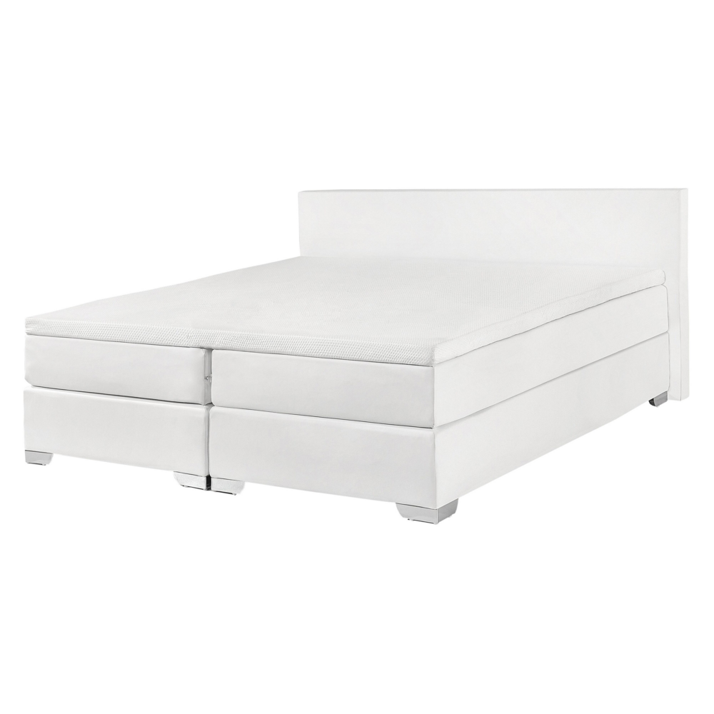 Letto continentale matrimoniale 140 cm 6 ecopelle bianca con materasso a molle insacchettate
