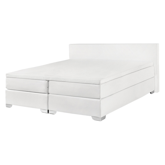 Letto continentale matrimoniale 140 cm 6 ecopelle bianca con materasso a molle insacchettate