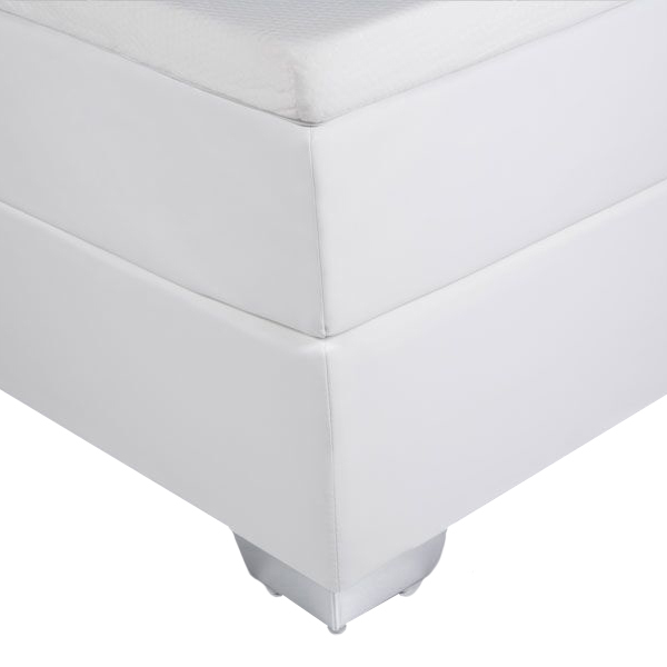 Letto continentale matrimoniale 140 cm 6 ecopelle bianca con materasso a molle insacchettate