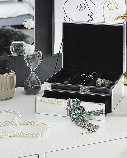 Portagioie a specchio di colore argento 22 x 17 cm svuota tasche cofanetto accessori