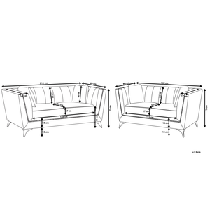 Set divano a 2 + 3 posti grigio con rivestimento in testa di chiodo
