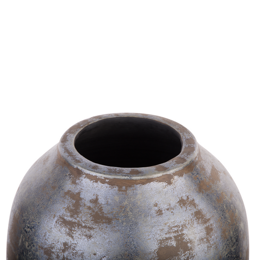 Vaso Decorativo da Terracotta color Argento Superficie Lucida 27 x 48 cm stile industriale