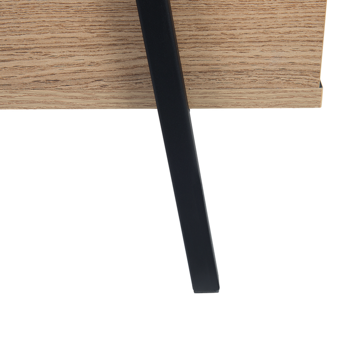 Tavolino da caffè in truciolare di legno chiaro con ripiano superiore gambe in metallo Nero