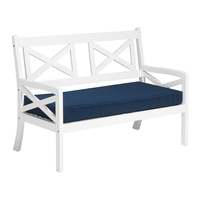 Panca da giardino in legno di acacia bianca con cuscino di seduta blu 2 posti costiero