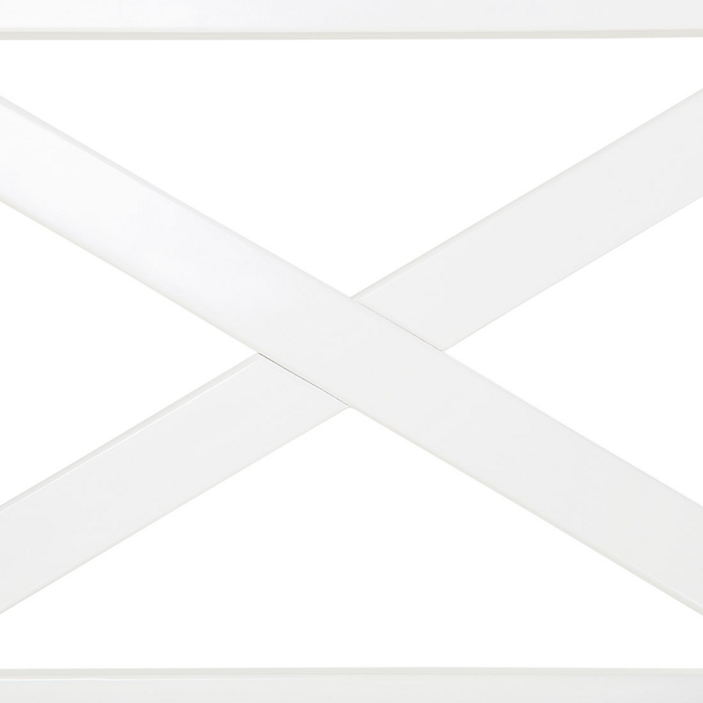 Panca da giardino in legno di acacia bianca con cuscino di seduta blu 2 posti costiero