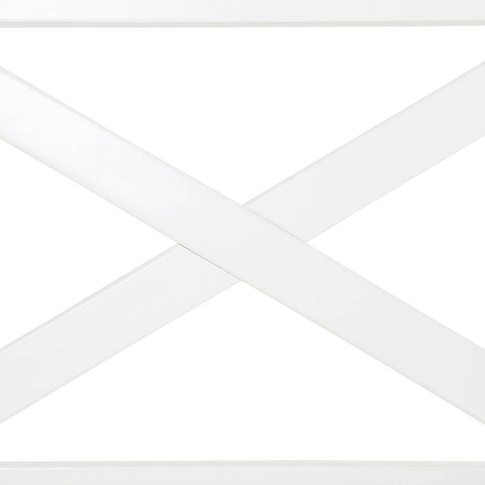 Panca da giardino in legno di acacia bianca con cuscino di seduta blu 2 posti costiero