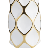 Vaso da fiori da tavola Bianco con gres porcellanato dorato 36 cm Geometrico moderno