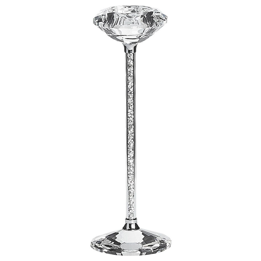 Portacandele Metallo di colore Argento Vetro in stile Glamour candeliere candelabro elegante