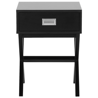 Comodino Nero Rettangolare Cassetto Portaoggetti Gambe In Legno Scandinavo