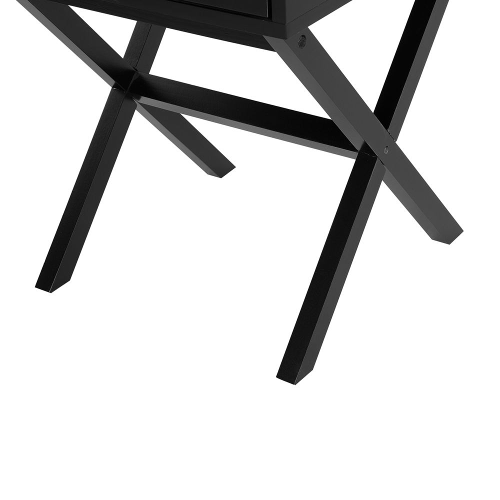 Comodino Nero Rettangolare Cassetto Portaoggetti Gambe In Legno Scandinavo