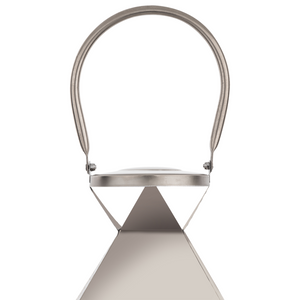 Lanterna in Metallo Argento Portacandele a Colonna in Acciaio Inox H 40 cm