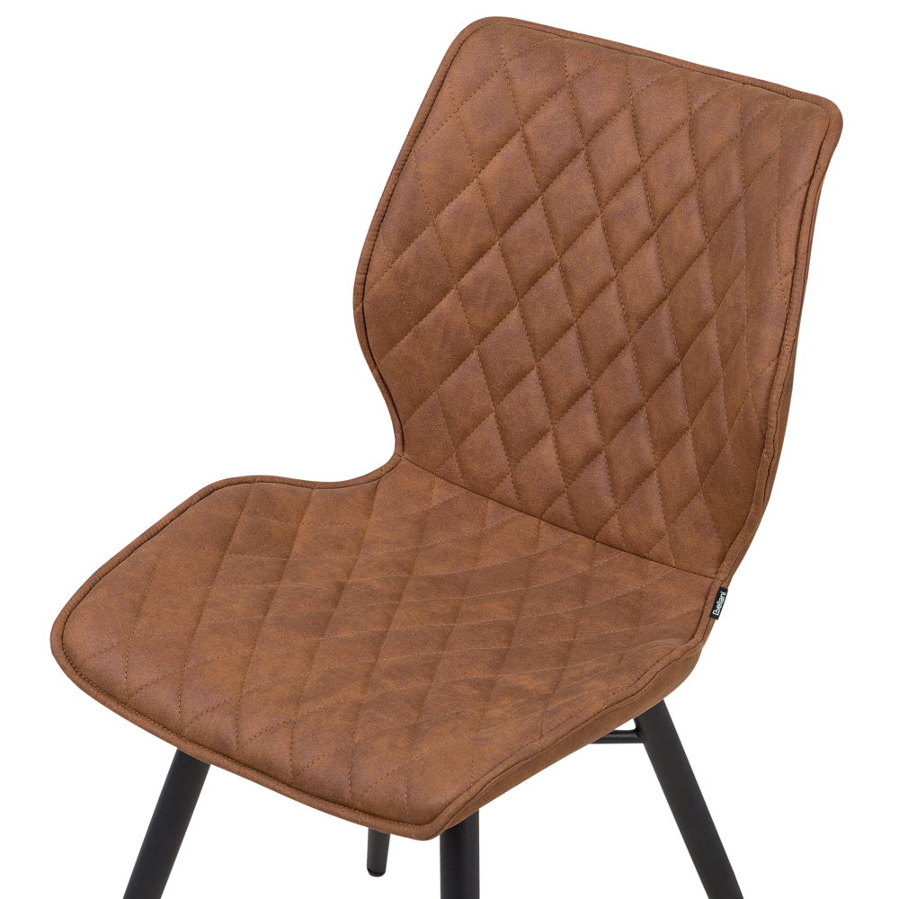 Set di 2 sedie da pranzo con rivestimento in tessuto marrone e gambe in metallo nero stile retrò rustico