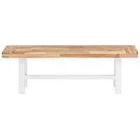 Panca da pranzo da giardino a 2 posti Sedile in legno chiaro Gambe bianche Rustico Country Garden interno esterno
