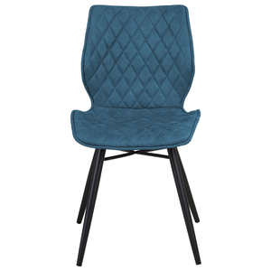 Set di 2 sedie da pranzo tappezzeria in tessuto blu gambe  in metallo nero stile retrò rustico