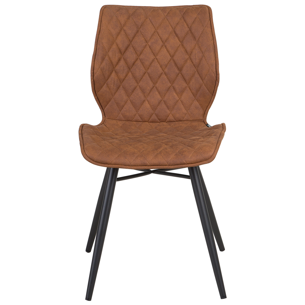 Set di 2 sedie da pranzo con rivestimento in tessuto marrone e gambe in metallo nero stile retrò rustico