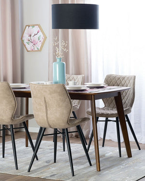 Set di 2 sedie da pranzo rivestimento in tessuto beige gambe in metallo nero stile retrò rustico