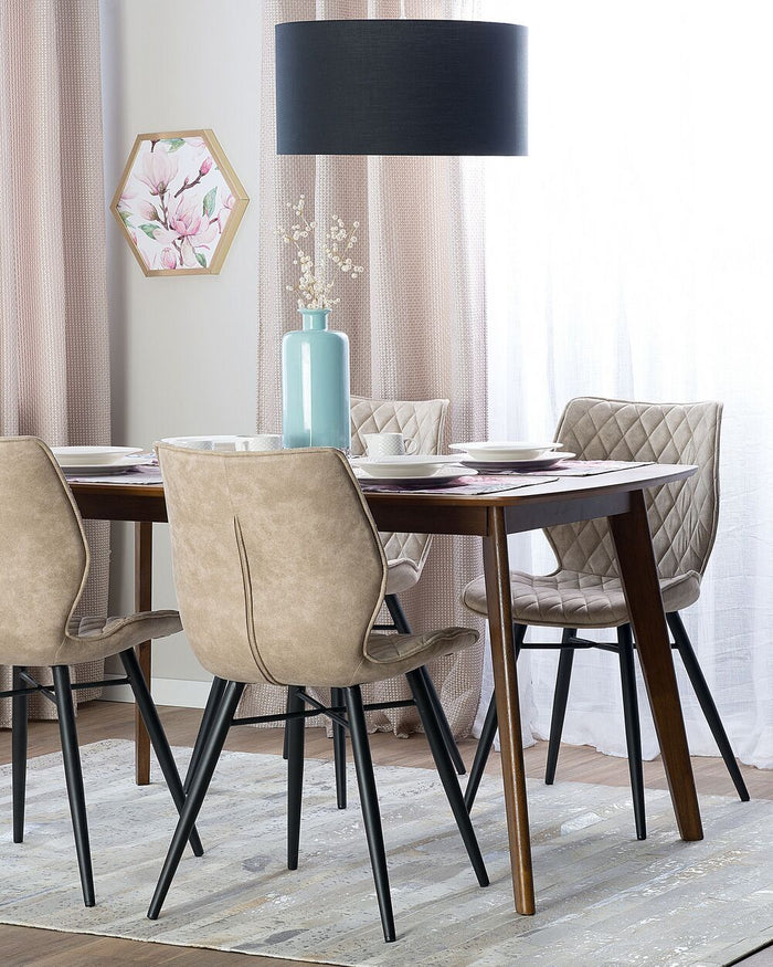 Set di 2 sedie da pranzo rivestimento in tessuto beige gambe in metallo nero stile retrò rustico
