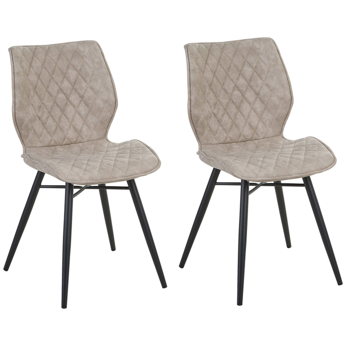 Set di 2 sedie da pranzo rivestimento in tessuto beige gambe in metallo nero stile retrò rustico