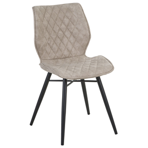 Set di 2 sedie da pranzo rivestimento in tessuto beige gambe in metallo nero stile retrò rustico