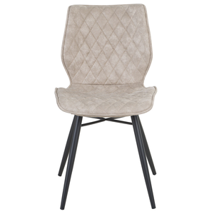 Set di 2 sedie da pranzo rivestimento in tessuto beige gambe in metallo nero stile retrò rustico