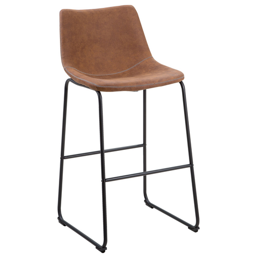 Set di 2 sgabelli da bar rivestimento in tessuto marrone gambe in metallo Nero poggiapiedi industriale