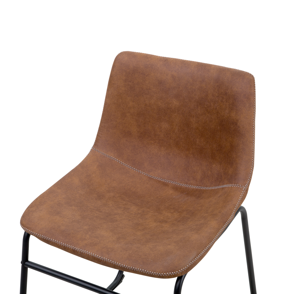 Set di 2 sedie da pranzo con rivestimento in tessuto marrone e gambe nere in stile retrò rustico