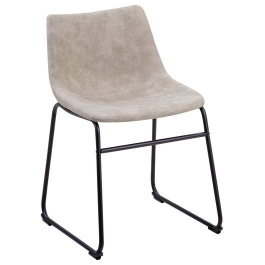 Set di 2 sedie da pranzo rivestimento in tessuto beige gambe nere stile retrò rustico