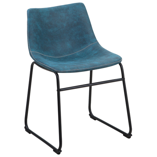Set di 2 sedie da pranzo tappezzeria in tessuto blu gambe nere stile retrò rustico