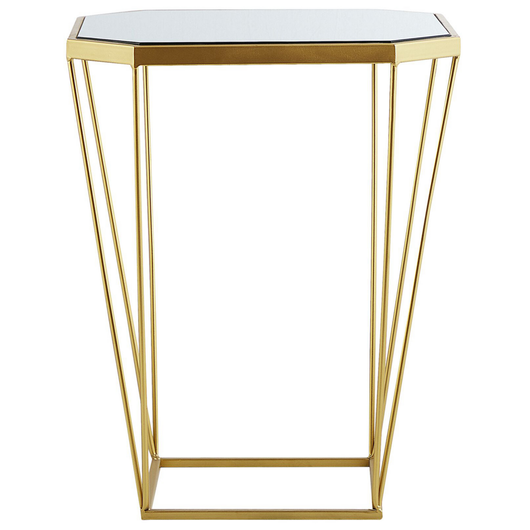 Set di 2 Tavolini in Metallo Base dorato Vetro Specchio Round Top Decorativo Glam