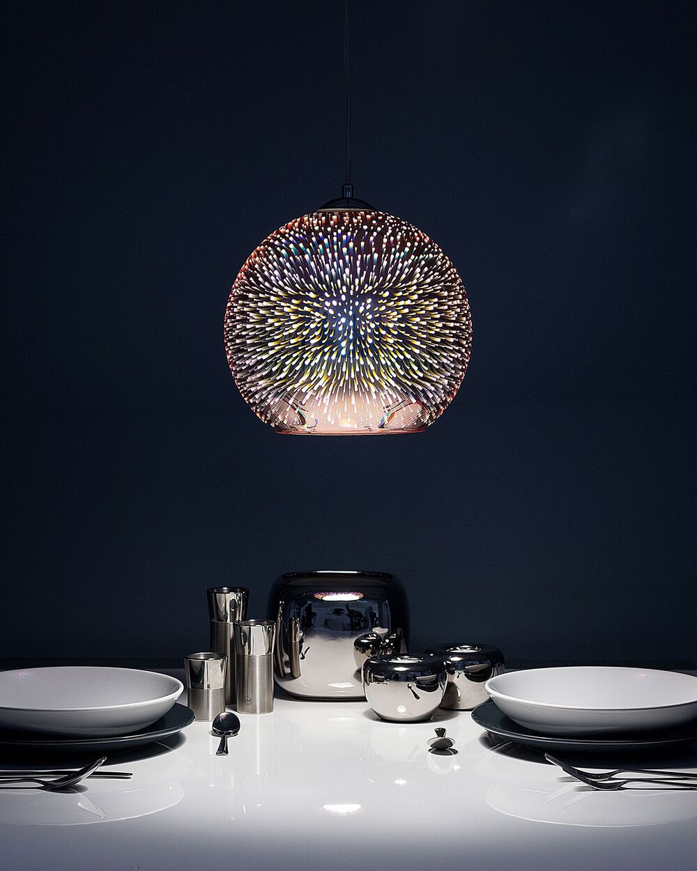 Lampada a Sospensione a Soffitto Vetro Rame Riflettente Effetto Luce Starburst Industrial