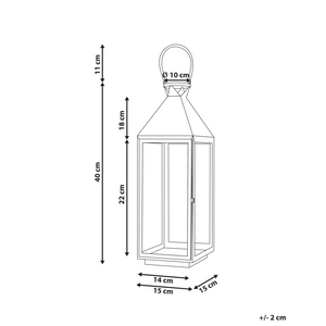 Lanterna in Metallo Argento Portacandele a Colonna in Acciaio Inox H 40 cm