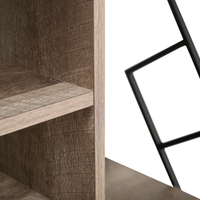 Mobile TV con finitura in legno scuro per TV fino a 60 pollici con struttura in metallo Nero con ripiani aperti