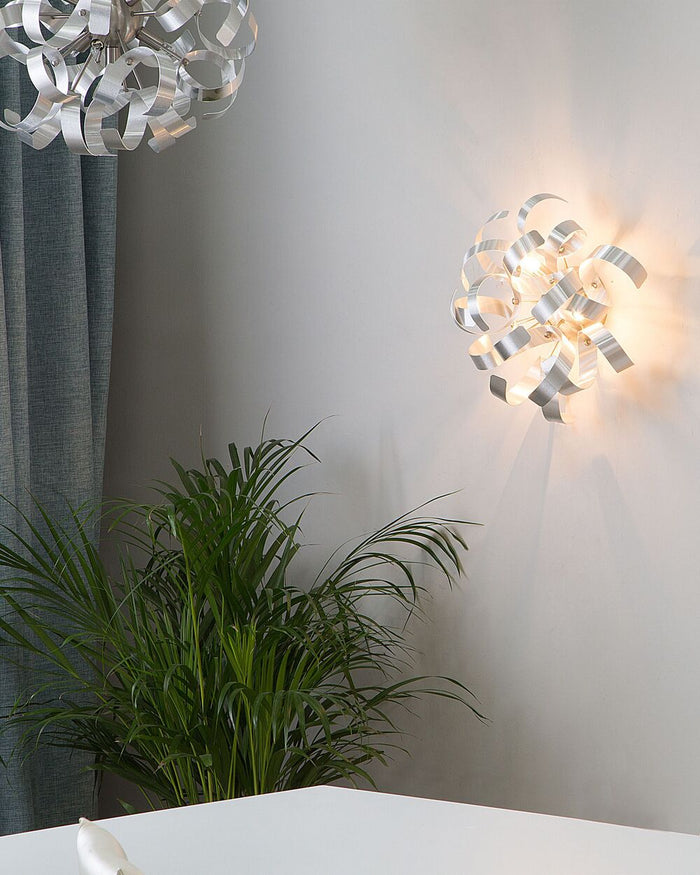 Lampada da Parete di colore Argento Metallo Alluminio Nastri stile Industriale Moderno
