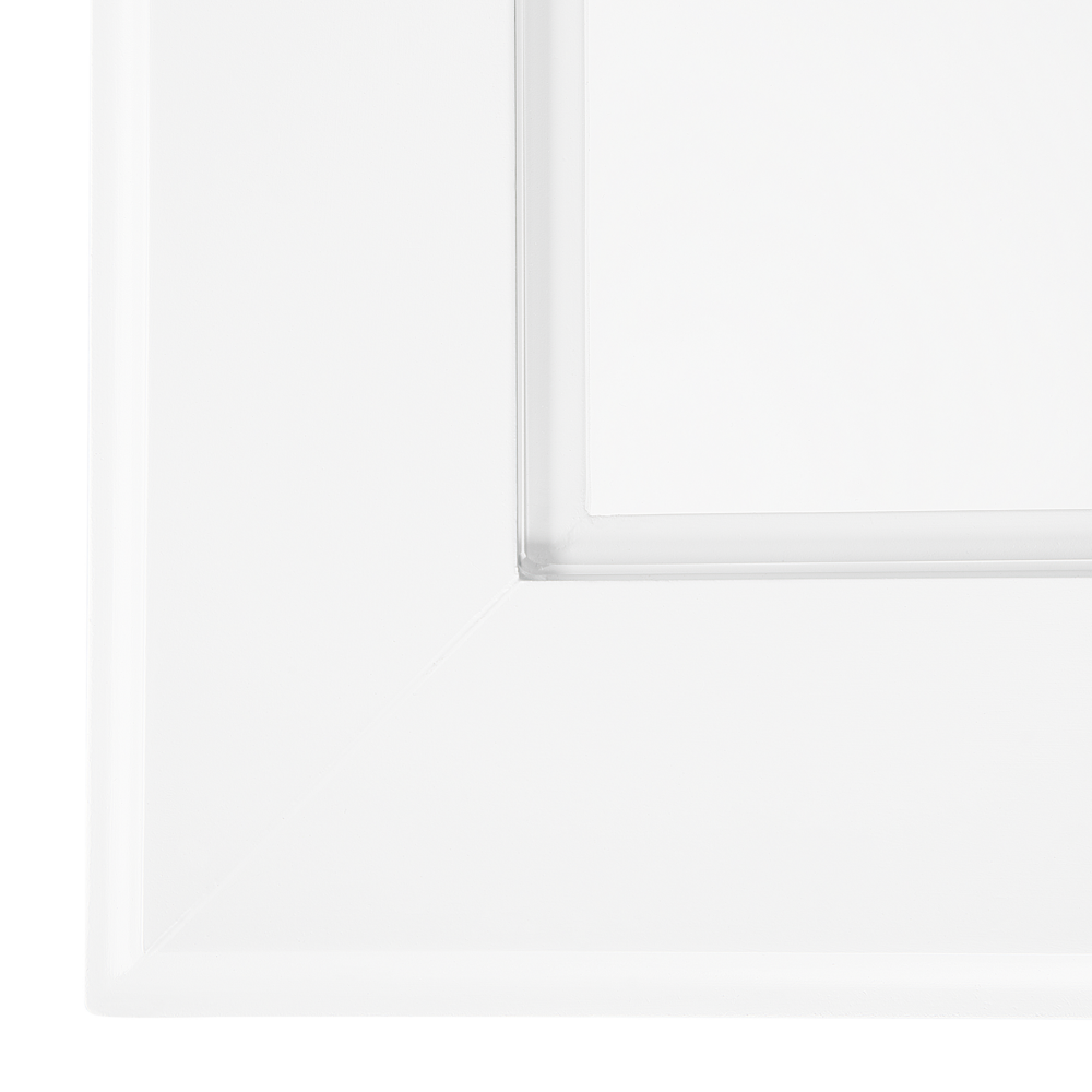 Tavolino in MDF bianco 60 x 57 x 40 cm con piano in vetro Comodino con un ripiano