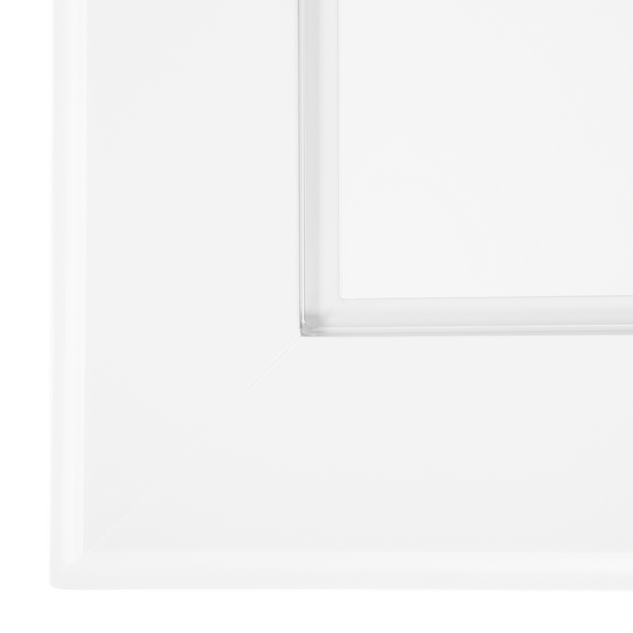 Tavolino in MDF bianco 60 x 57 x 40 cm con piano in vetro Comodino con un ripiano