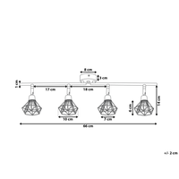 Lampada da Soffitto in Metallo Argento 4 Luce Paralumi a Gabbia Bracci Orientabili Moderna