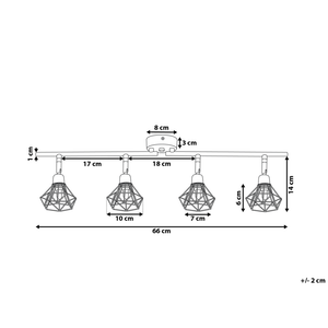 Lampada da Soffitto in Metallo Argento 4 Luce Paralumi a Gabbia Bracci Orientabili Moderna