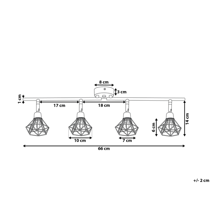 Lampada da Soffitto in Metallo Argento 4 Luce Paralumi a Gabbia Bracci Orientabili Moderna
