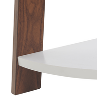 Libreria a 4 ripiani in legno scuro con espositore ad angolo per scaffale bianco