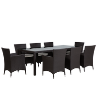 Set da pranzo da giardino marrone scuro finto rattan 8 posti con cuscini resistente ai raggi UV Patio tradizionale