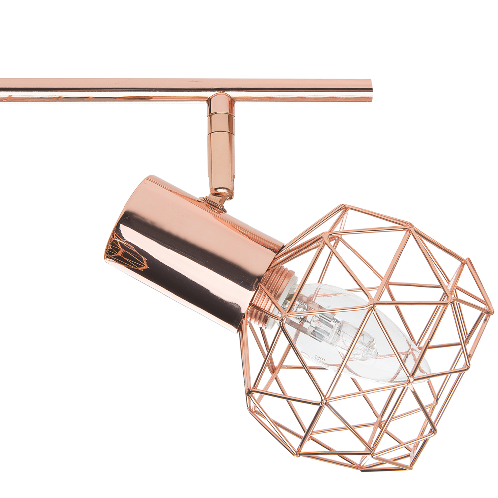 lampadario Rame Metallo 4 Luci Gabbia Paralumi Bracci Orientabili Moderna