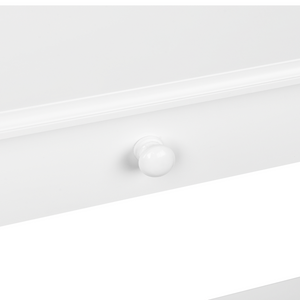 Consolle Piano in MDF bianco con gambe in legno di pino con toeletta a un cassetto