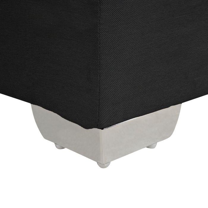 Divano letto matrimoniale in tessuto Nero imbottito con struttura 140 cm 6 con testiera capitonné e materasso a molle insacchettate