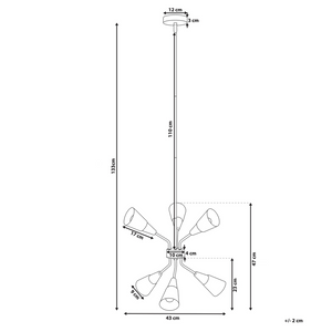 Lampada a Sospensione Montatura in Metallo dorato e Bianco Campana Paralumi Cavo Lungo Industrial