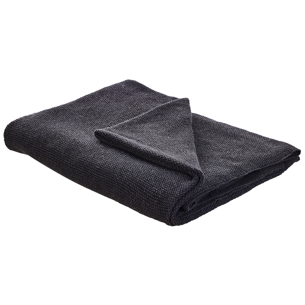 Coperta Cotone Grigio Scuro 130 x 180 cm Copriletto Punto Croce Oversize